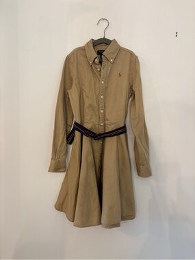 Ralph Lauren Girls Belted Cotton Chino Shirtdress